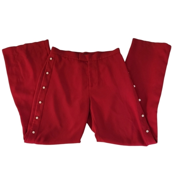 Red Wide Leg Pearl Pants - Picture 8 of 8